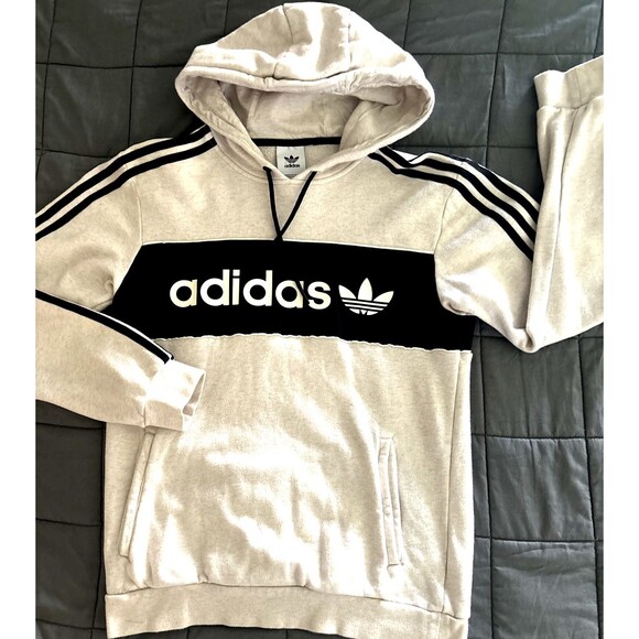 Adidas Unisex Cream Logo Hoodie Size Medium - Picture 2 of 8